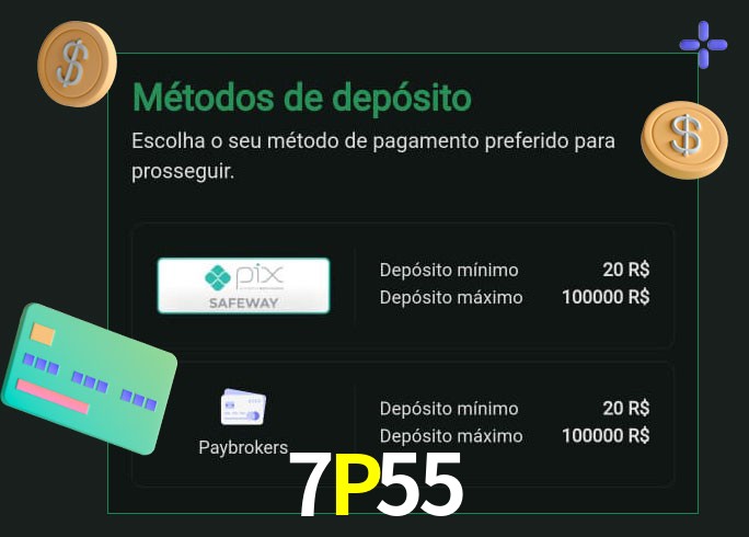O cassino 7P55 oferece uma grande variedade de métodos de pagamento
